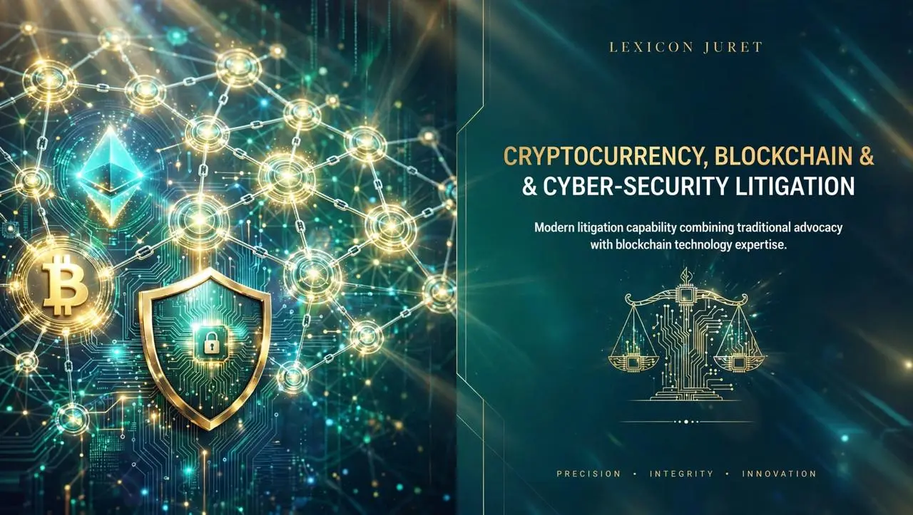 Cryptocurrency, Blockchain & Cyber-Security Litigation — Lexicon Juret practice illustration