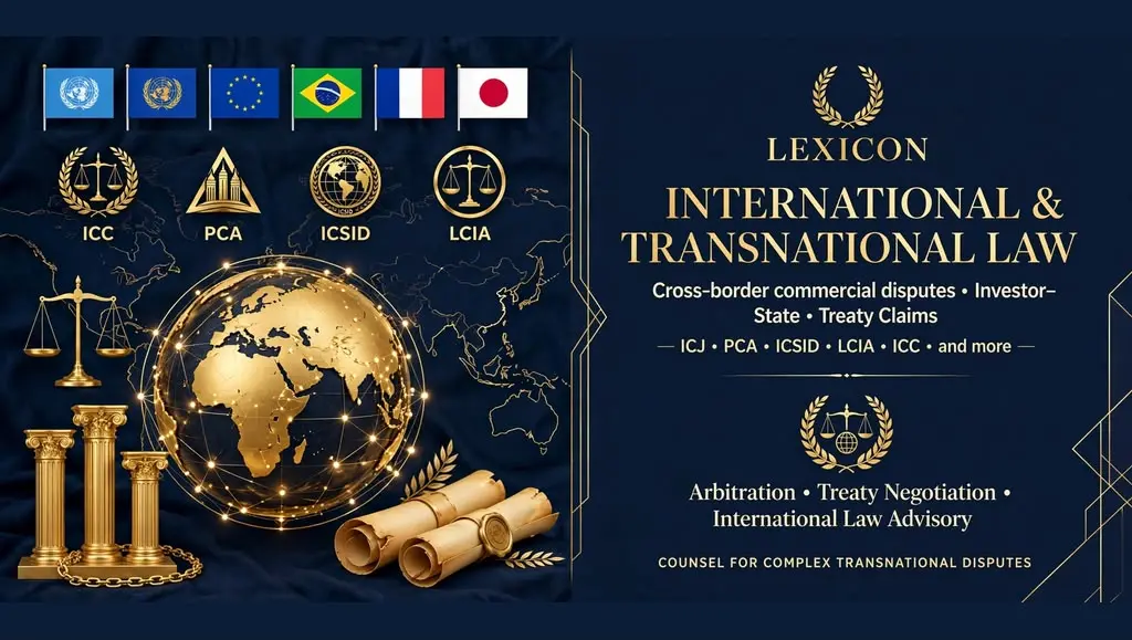 International Law, Treaties & Transnational Disputes — Lexicon Juret practice illustration